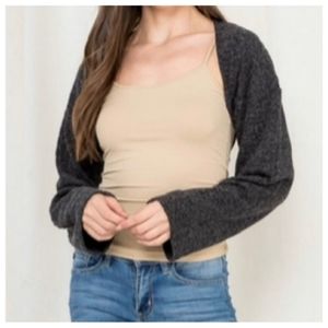 Light Gray Knit Shrug Half Sweater Size M New